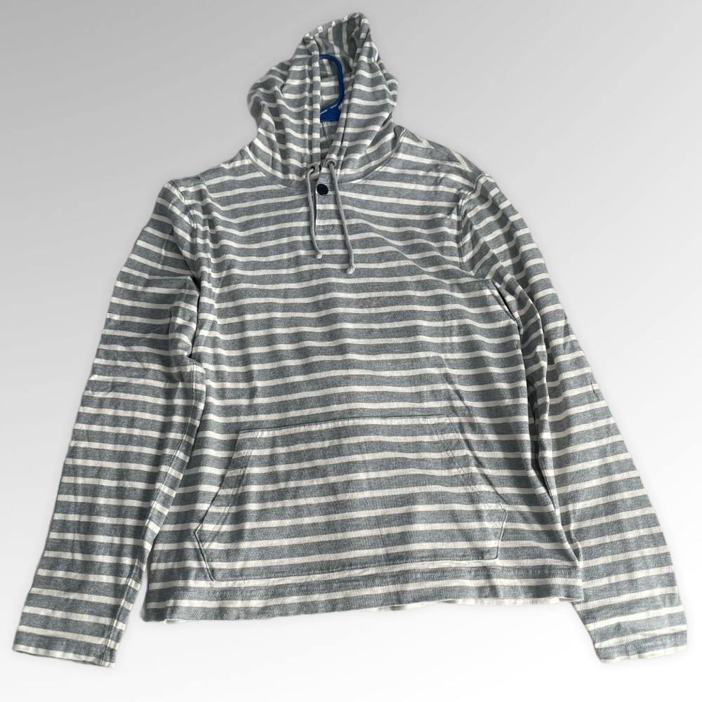 J. Crew Striped Hoodie Grey/White Men’s L